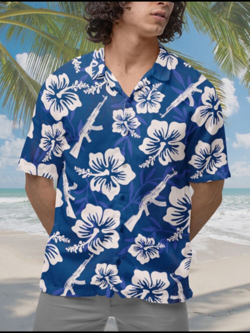 AK47 Hawaiian Shirt AK-47 Shirt Gun Short-sleeve Button Down Shirt Gift For Gun